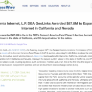 California Internet, L.P. DBA GeoLinks Awarded $87.8M to Expand Rural Internet in California and Nevada